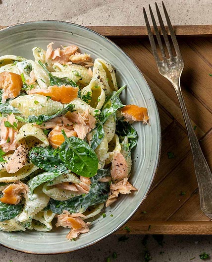 Salmon Pasta Salad with Lemon-Herb Dressing