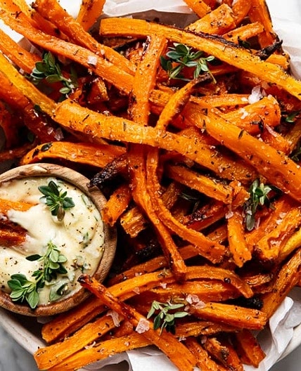 Baked Carrot Fries with Dijon-Thyme Aioli