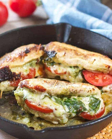 Pesto Tomato and Mozzarella Stuffed Chicken Breasts