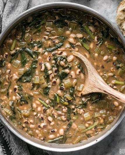 Slow Simmered Black Eye Peas and Greens