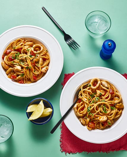 Quick seafood linguine