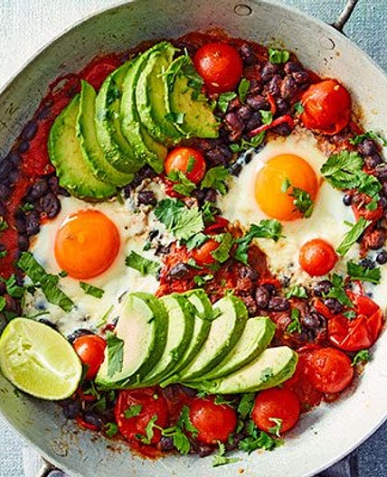 Avocado & black bean eggs