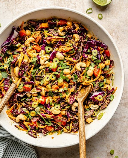 Chopped Thai-Inspired Chickpea Salad with Curry Peanut Dressing