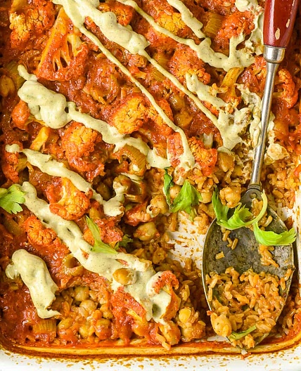 Buffalo Cauliflower Chickpea Casserole