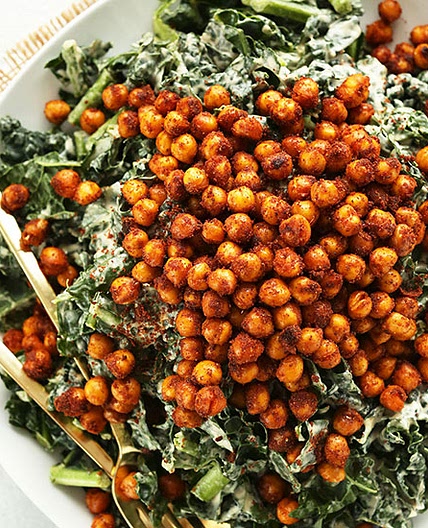 Garlicky Kale Salad with Crispy Chickpeas