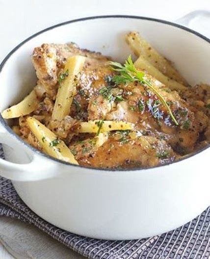 Honey mustard chicken pot with parsnips