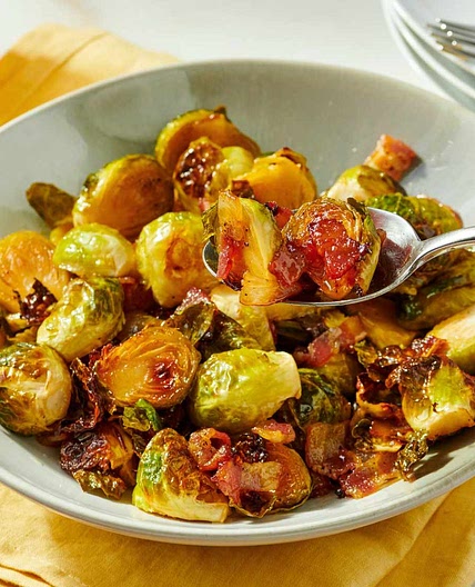 Maple Roasted Brussels Sprouts with Bacon