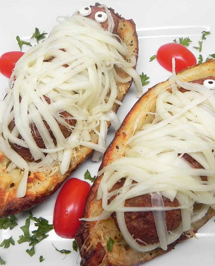 Mummified Meatballs in Crispy Potato Skin Coffins