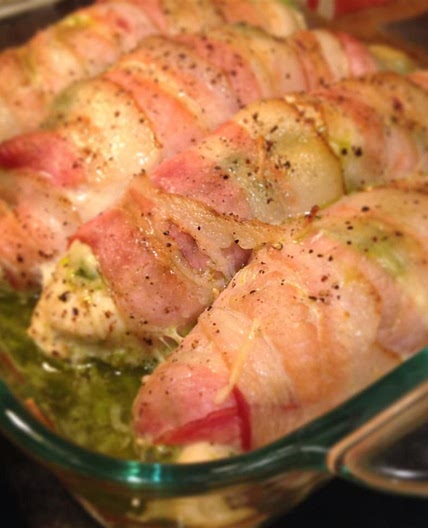Bacon Wrapped Pesto Chicken