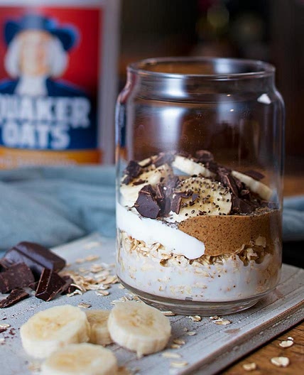 Chocolate Almond Banana Overnight Oats