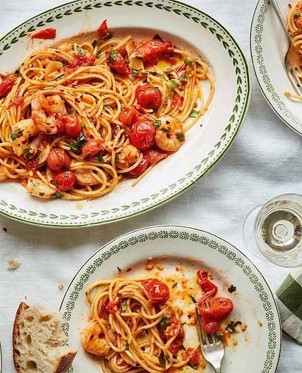 Spicy Prawn and Cherry Tomato Spaghetti