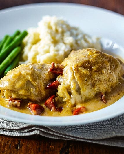 Chicken stew with cider and chorizo