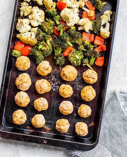 Italian Turkey Meatball Sheet Pan Dinner
