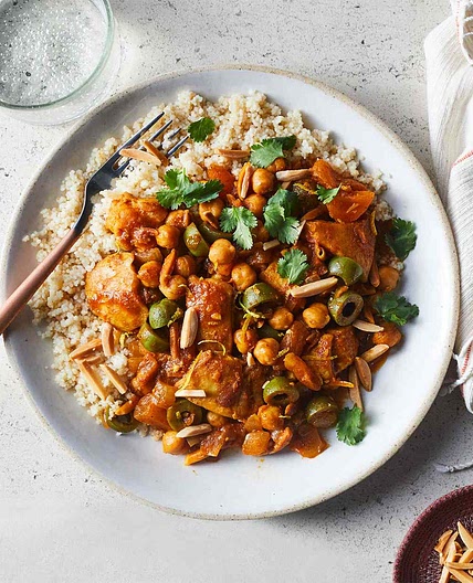 Moroccan Chicken Tagine with Apricots & Olives