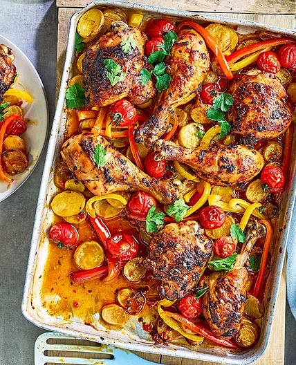 One-pan piri piri chicken dinner