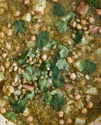 Vegetarian Chile Verde with Garbanzo Beans