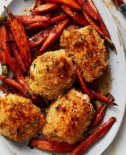Panko-Crusted Roast Chicken Thighs With Mustard and Thyme