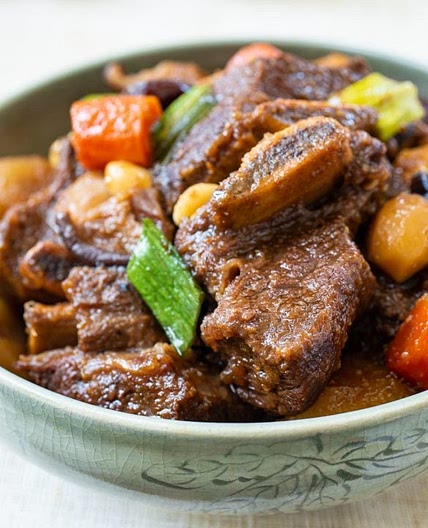 Galbijjim (braised beef short ribs)