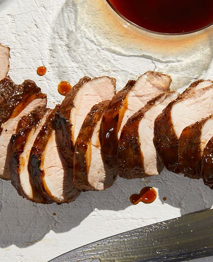 Crockpot Brown Sugar & Balsamic–Glazed Pork Tenderloin
