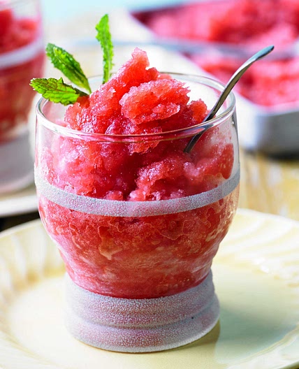 Strawberry & mint granita