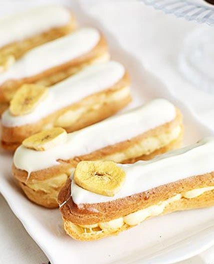 Banana custard eclairs