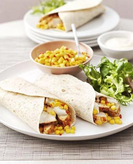 Cajun turkey wraps with sweetcorn salsa