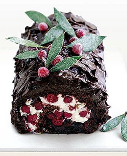 Dark chocolate & cranberry roulade