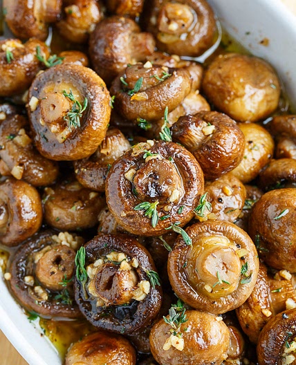 Roasted Mushrooms in a Browned Butter, Garlic and Thyme Sauce