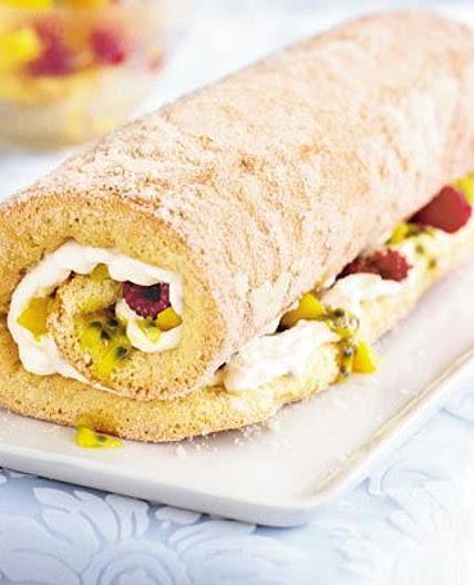 Mango & passion fruit roulade