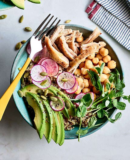 Chicken, Avocado & Quinoa Bowls with Herb Dressing