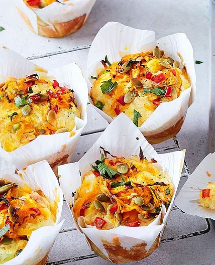 Vegie-loaded pumpkin and cheese muffins