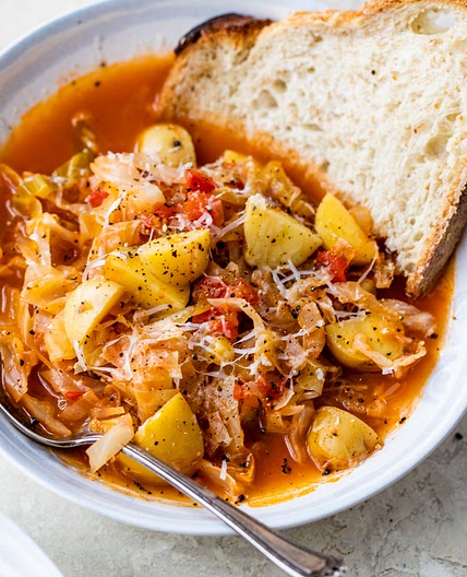 Healthy Shredded Cabbage & Potato Soup