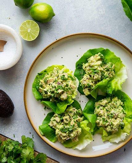 Avocado Chicken Salad Lettuce Wraps