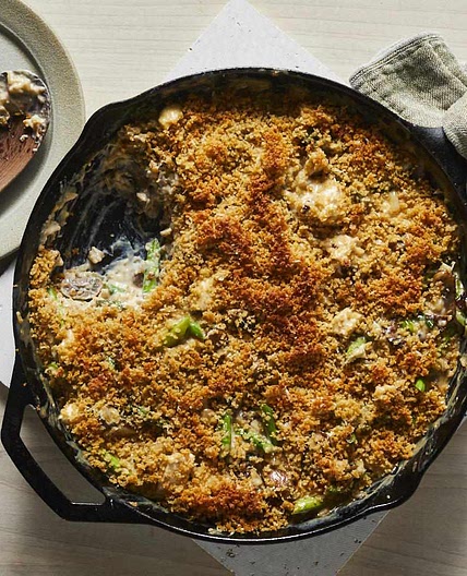 Creamy Mushroom, Chicken & Asparagus Bake