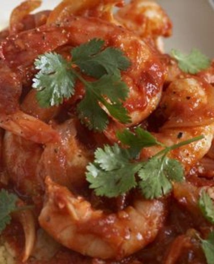 Prawn and harissa stew with couscous