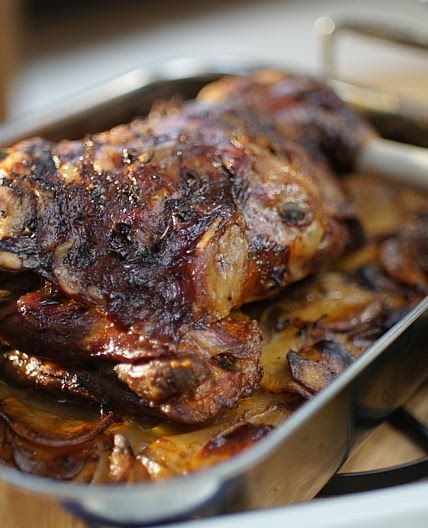 Tom Kerridge's Slow Roast Lamb on Boulangere Potatoes