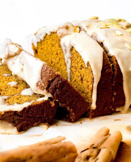 Sour Cream Pumpkin Bread with Maple Brown Butter Glaze