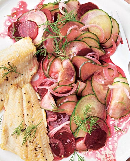Saibling mit Rote-Bete-Gurken-Salat