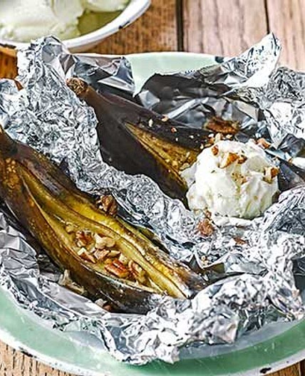 Barbecued banoffee splits