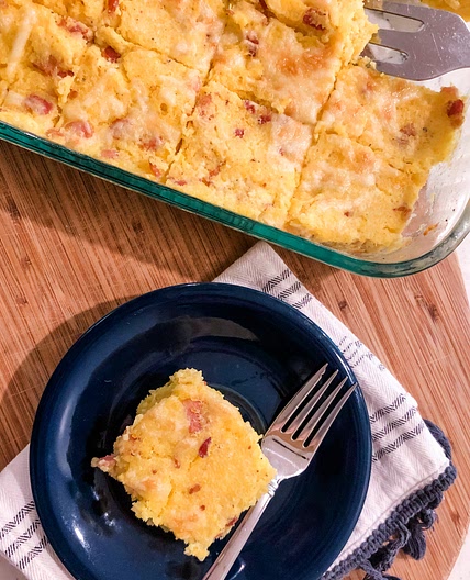 Oven Baked Cheddar Bacon Polenta {Gluten Free}