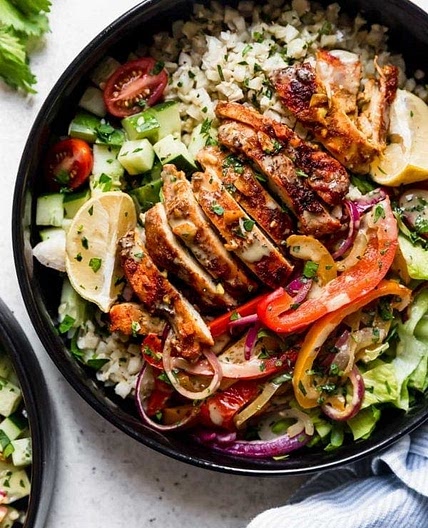 Sheet Pan Chicken Shawarma Bowls