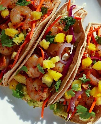 Healthy Shrimp Tacos with Bacon & Pineapple