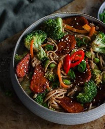 Soba Noodle Bowl with BBQ Tempeh