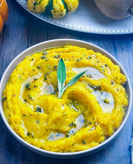 Mashed Acorn Squash with Brown Butter and Crispy Sage