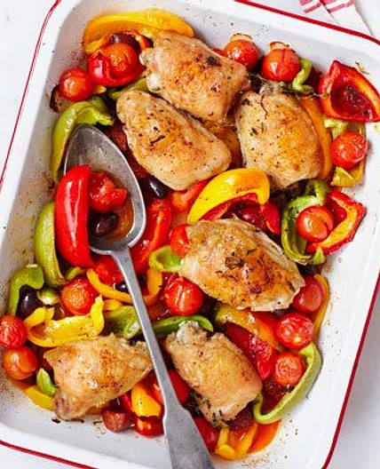Spanish chicken traybake with chorizo & peppers