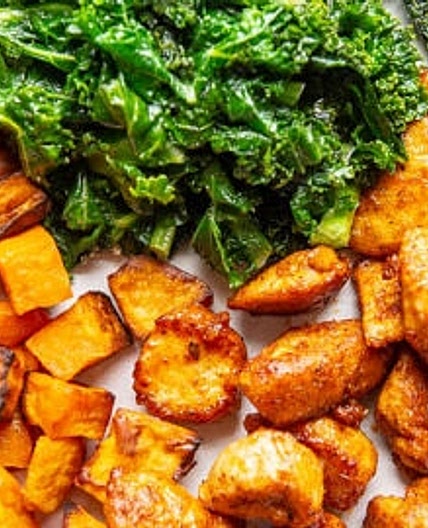 Cajun Chicken, Sweet Potatoes & Kale