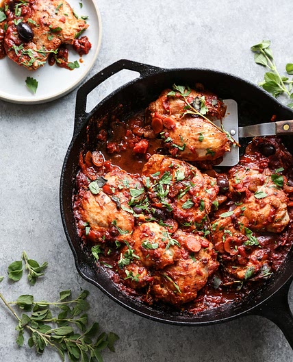 One Pan Low FODMAP Chicken Cacciatore
