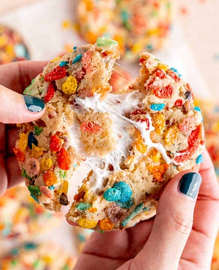 Fruity Pebble Marshmallow Cookies