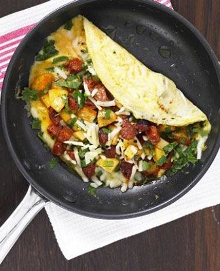 Chorizo, potato & cheese omelette