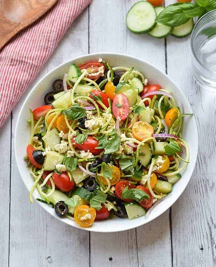 Greek Zucchini Noodle Salad